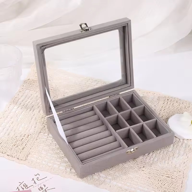 Elegant jewelry box single layer design with organized compartments