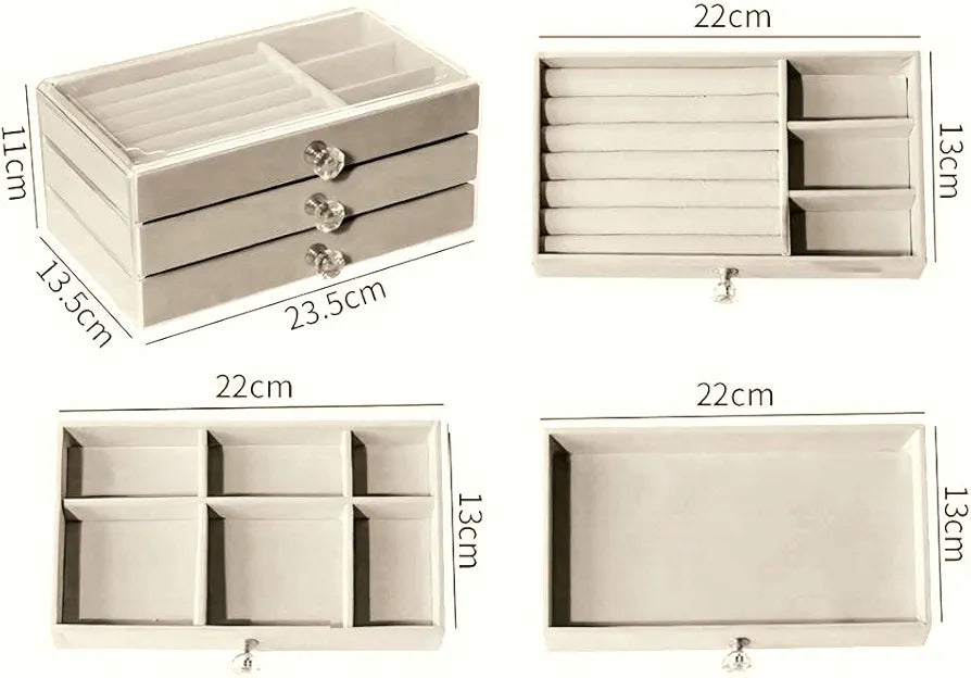 Modern design 3 layer jewelry box for storage