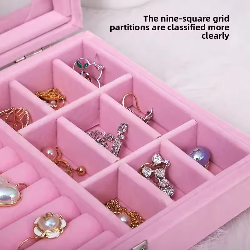 Portable single layer jewelry box ideal for home and travel use