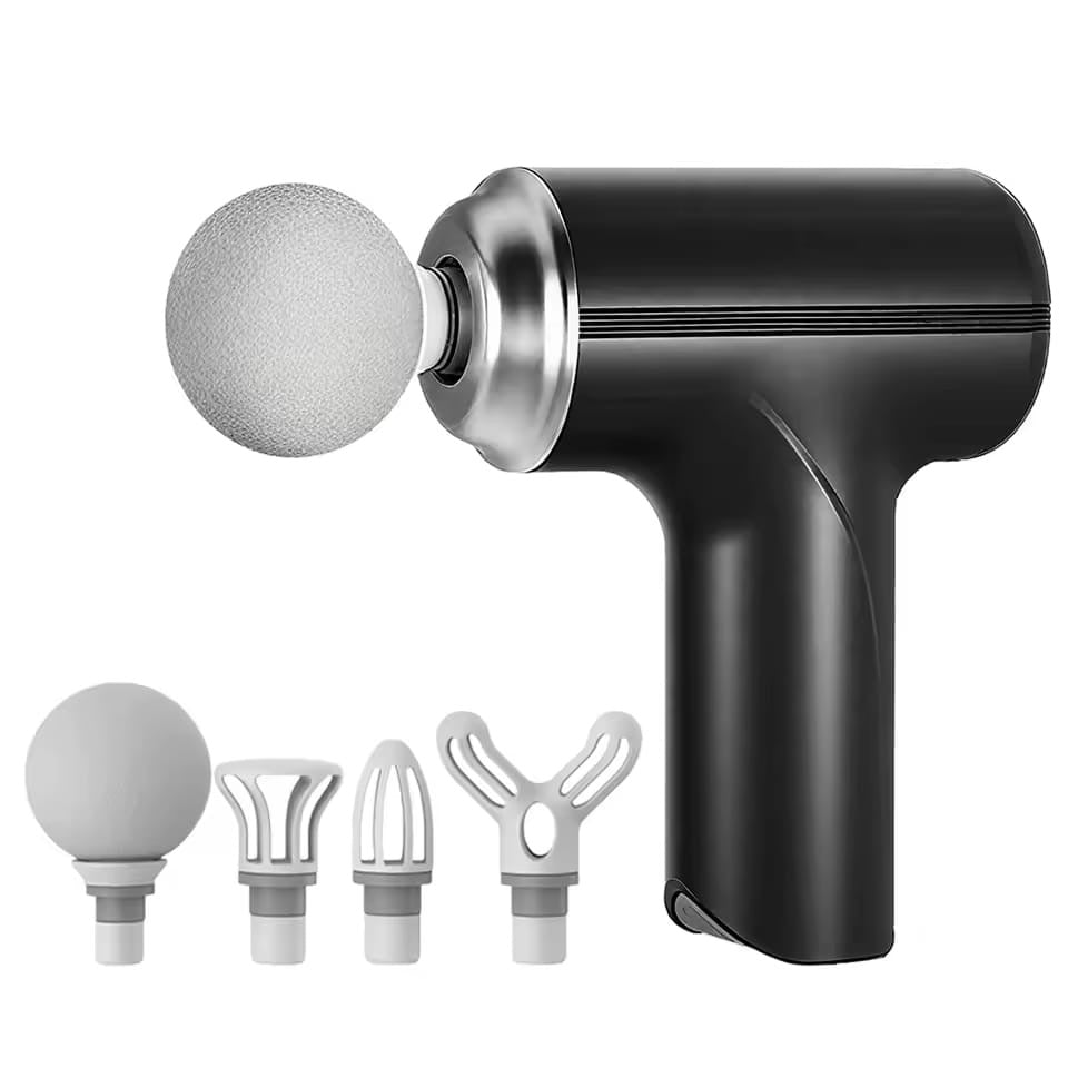 Massage Gun with 4 Interchangeable Heads & LED Light for Full Body Relaxation Electric Massage Gun