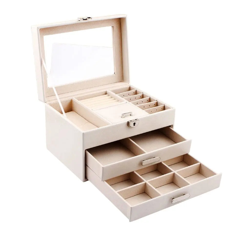 Luxury Glass Lid Multi-Compartment Jewellery Box – Elegant Storage Organizer for Women