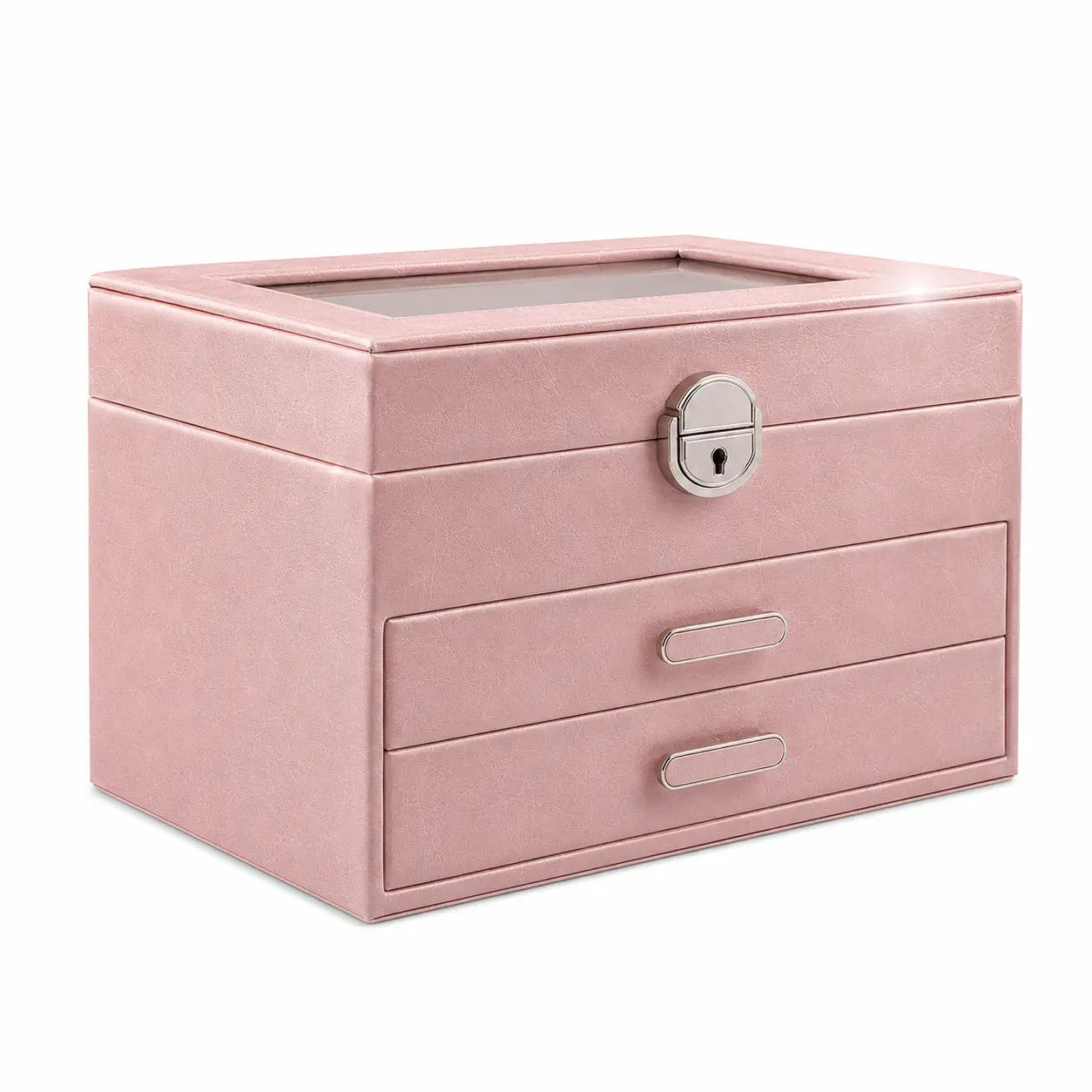 Luxury Glass Lid Multi-Compartment Jewellery Box – Elegant Storage Organizer for Women