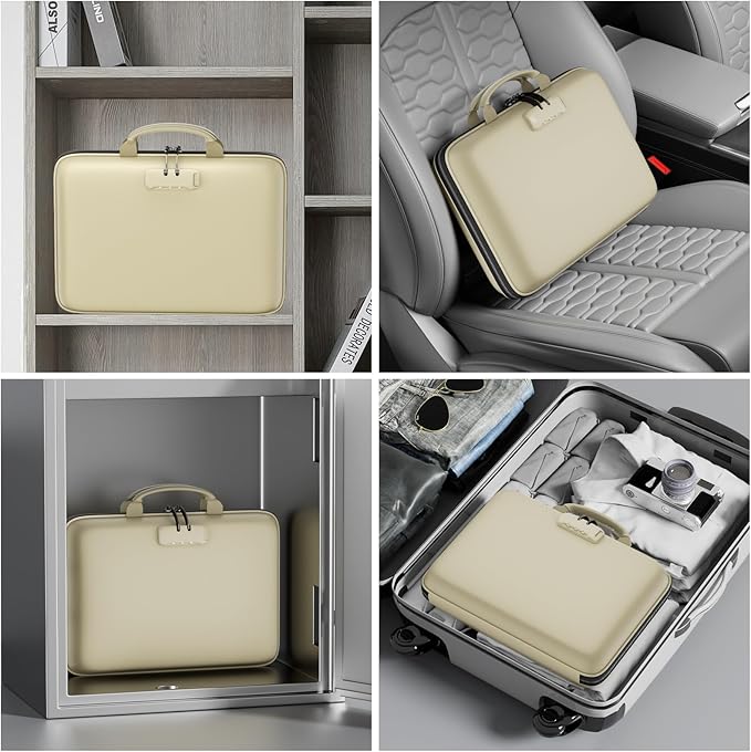Fireproof Document Box with Lock & File Organizer