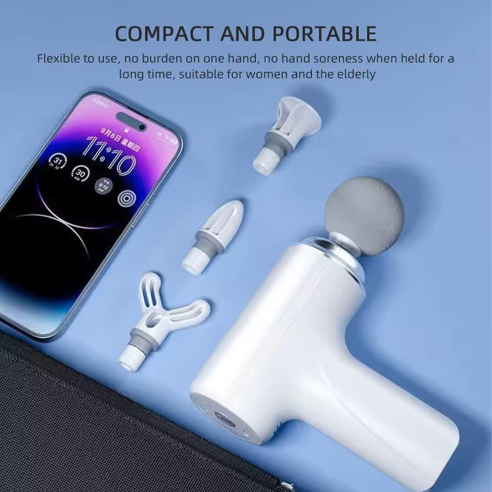 Massage Gun with 4 Interchangeable Heads & LED Light for Full Body Relaxation Electric Massage Gun
