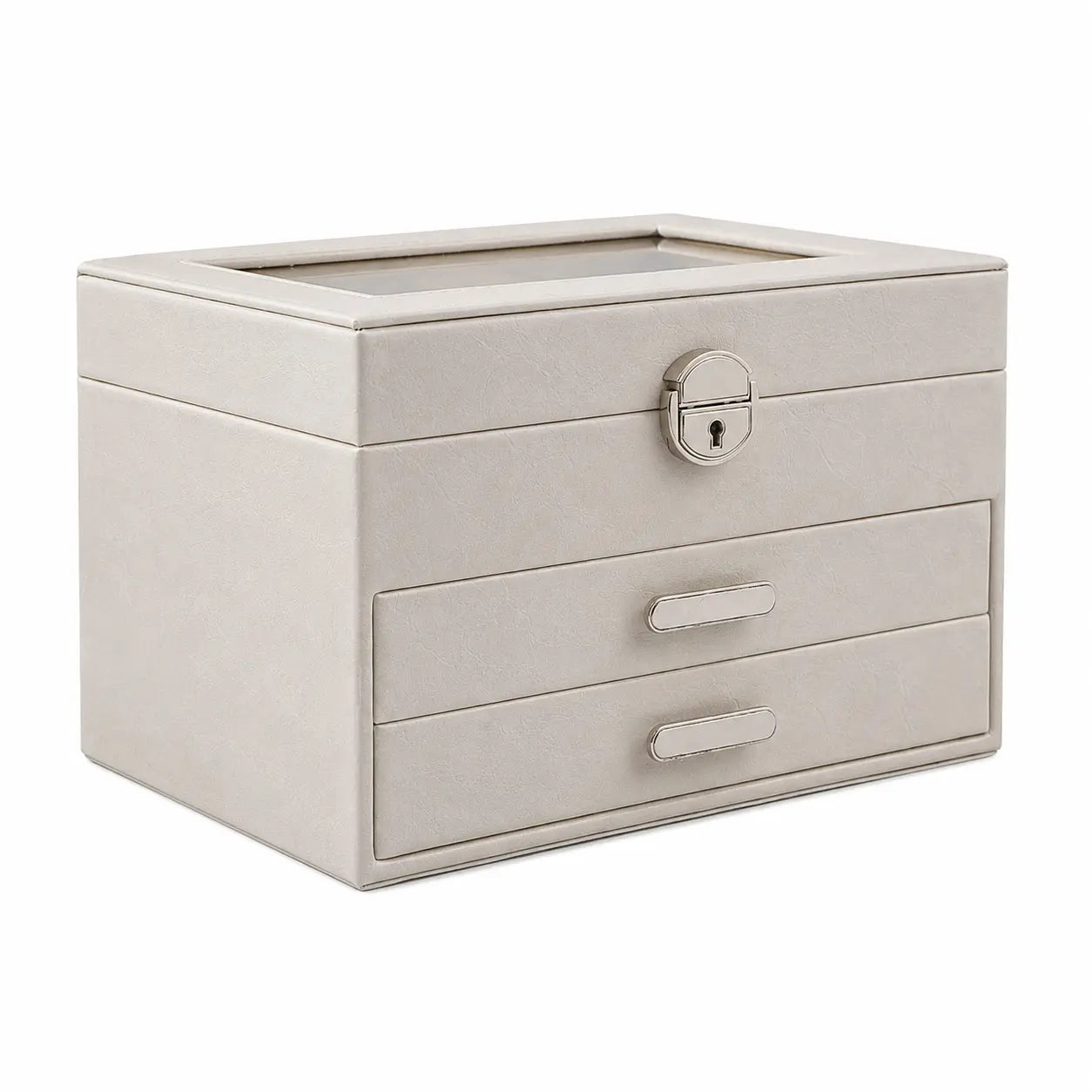 Luxury Glass Lid Multi-Compartment Jewellery Box – Elegant Storage Organizer for Women