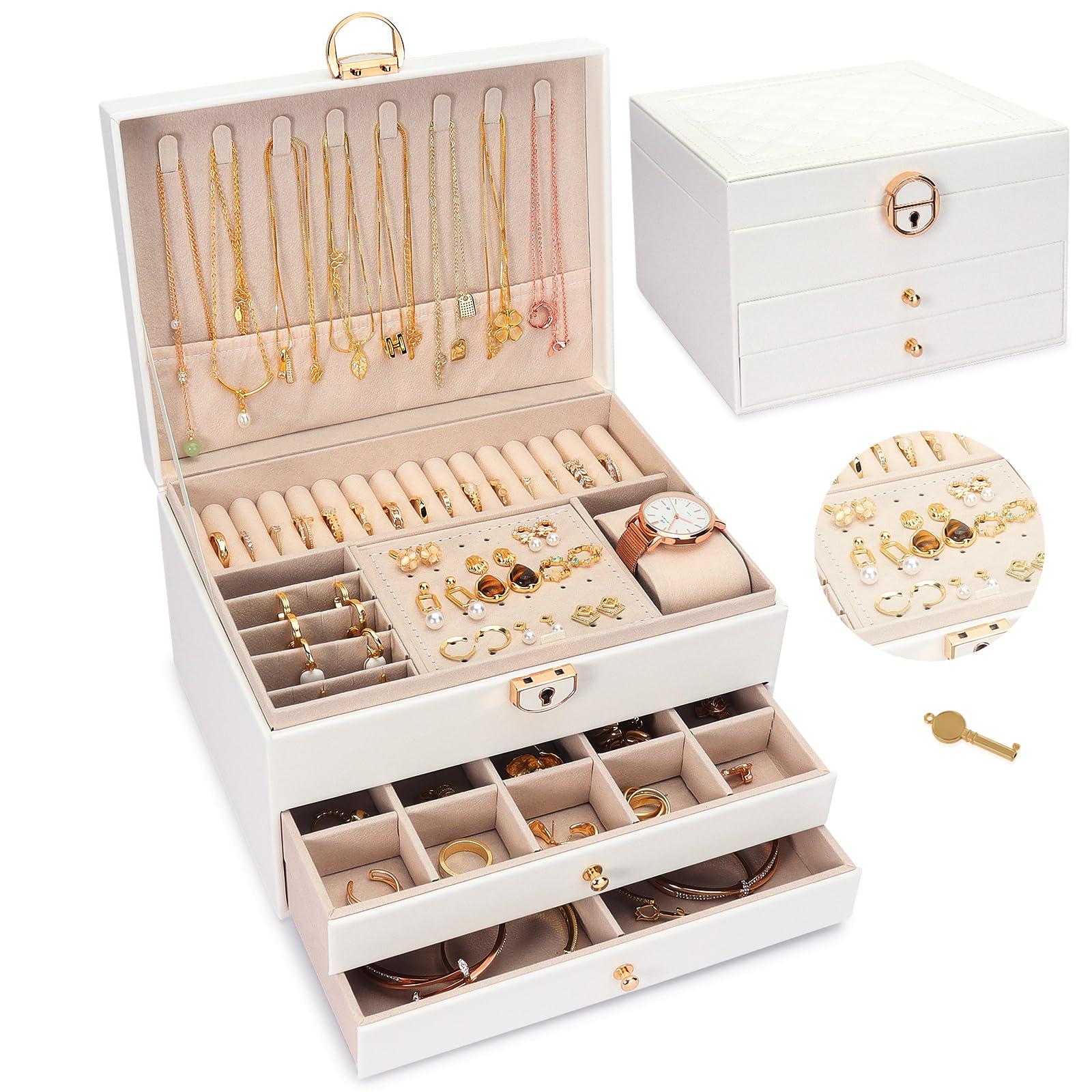 Luxury Multi Compartment Jewelry Box – Elegant Storage Organizer for Women