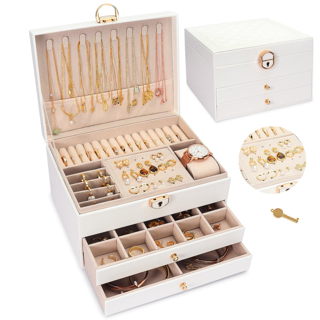 Luxury Multi Compartment Jewelry Box – Elegant Storage Organizer for Women