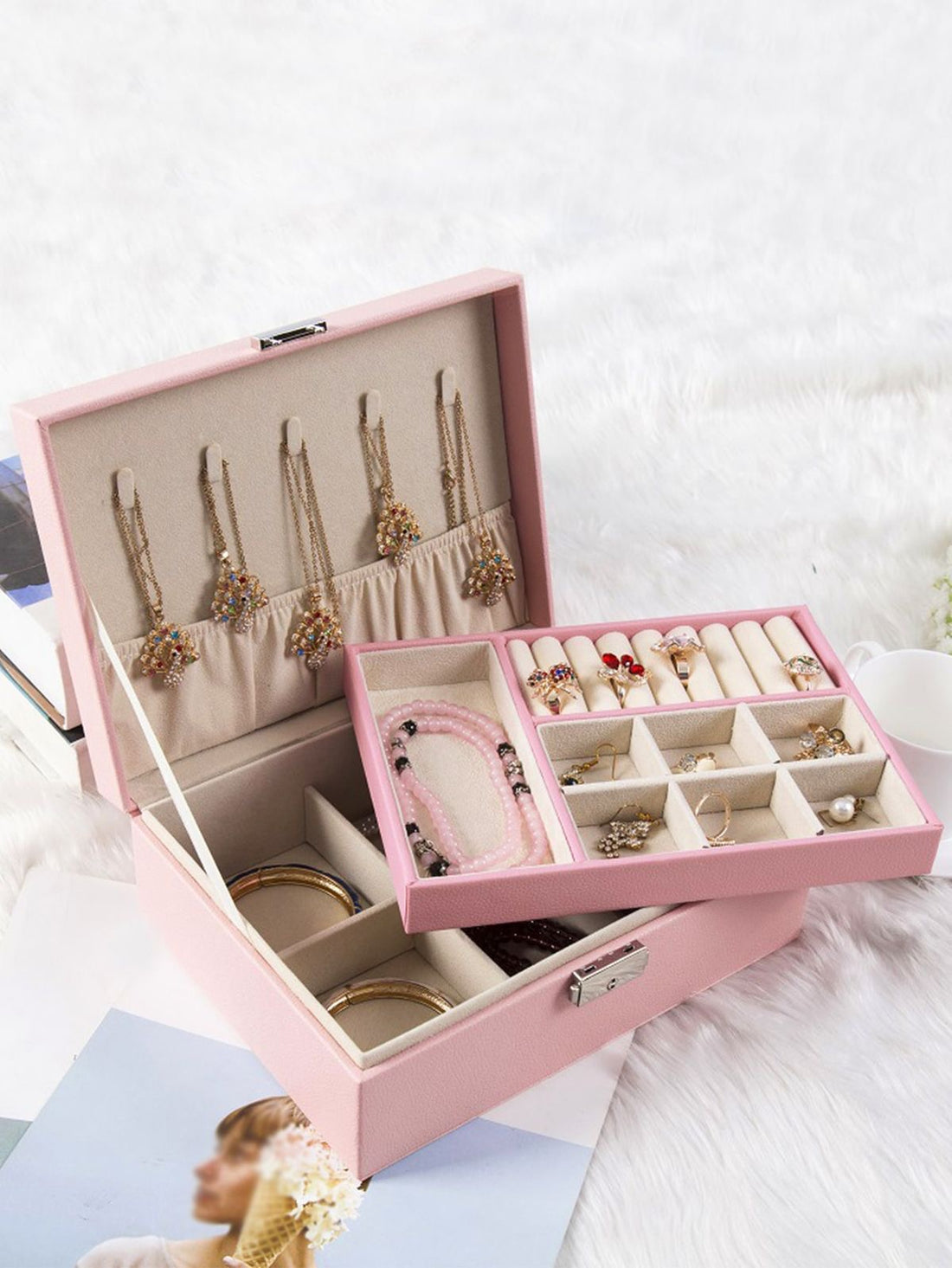 Double Layer Jewellery Organizer | Premium Jewellery Storage Box for Women