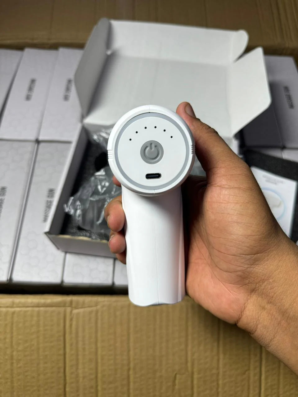 Massage Gun with 4 Interchangeable Heads & LED Light for Full Body Relaxation Electric Massage Gun