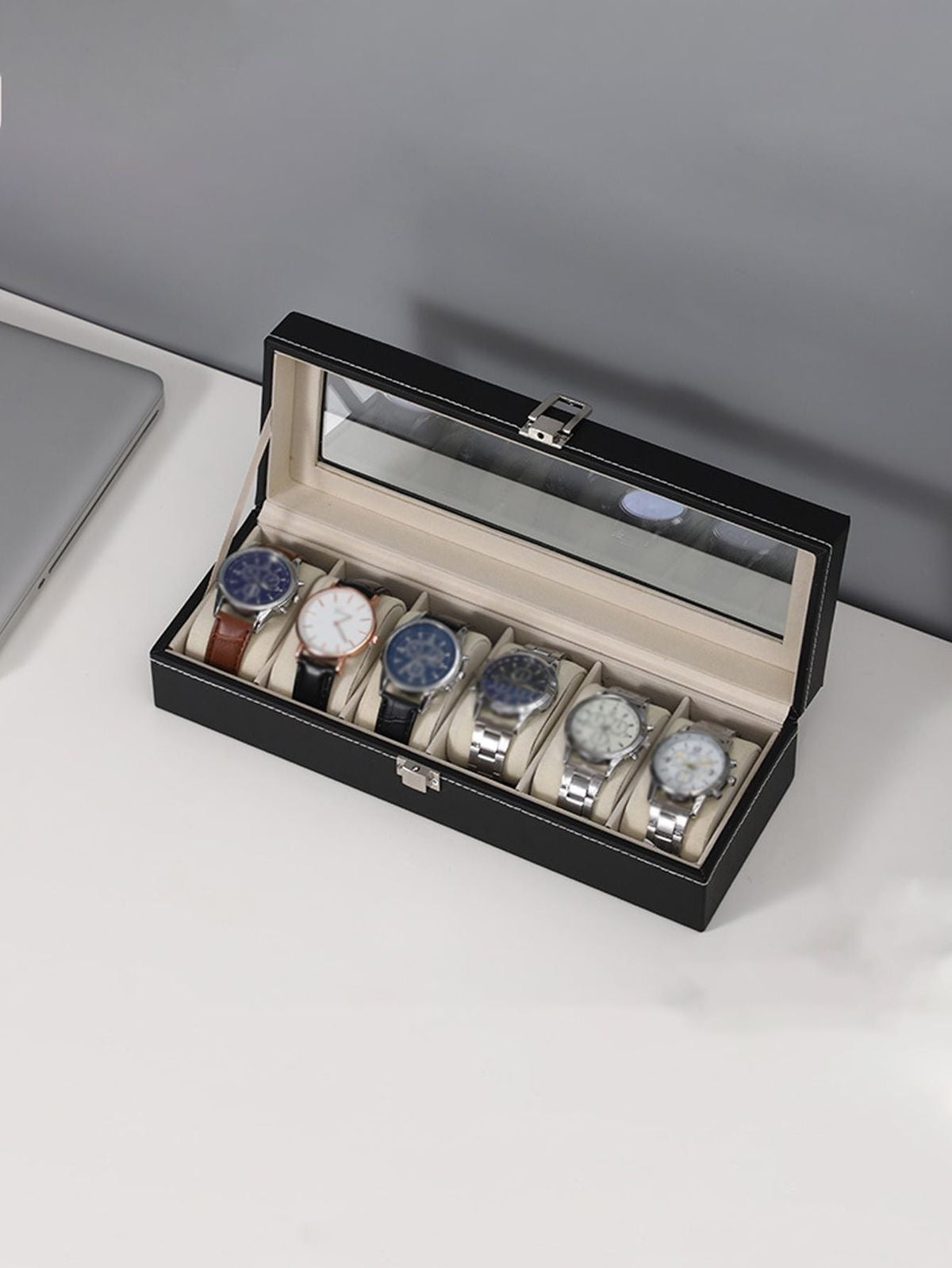 Luxury 6 Slot Watch Box Organizer – Premium Leather Watch Storage Case