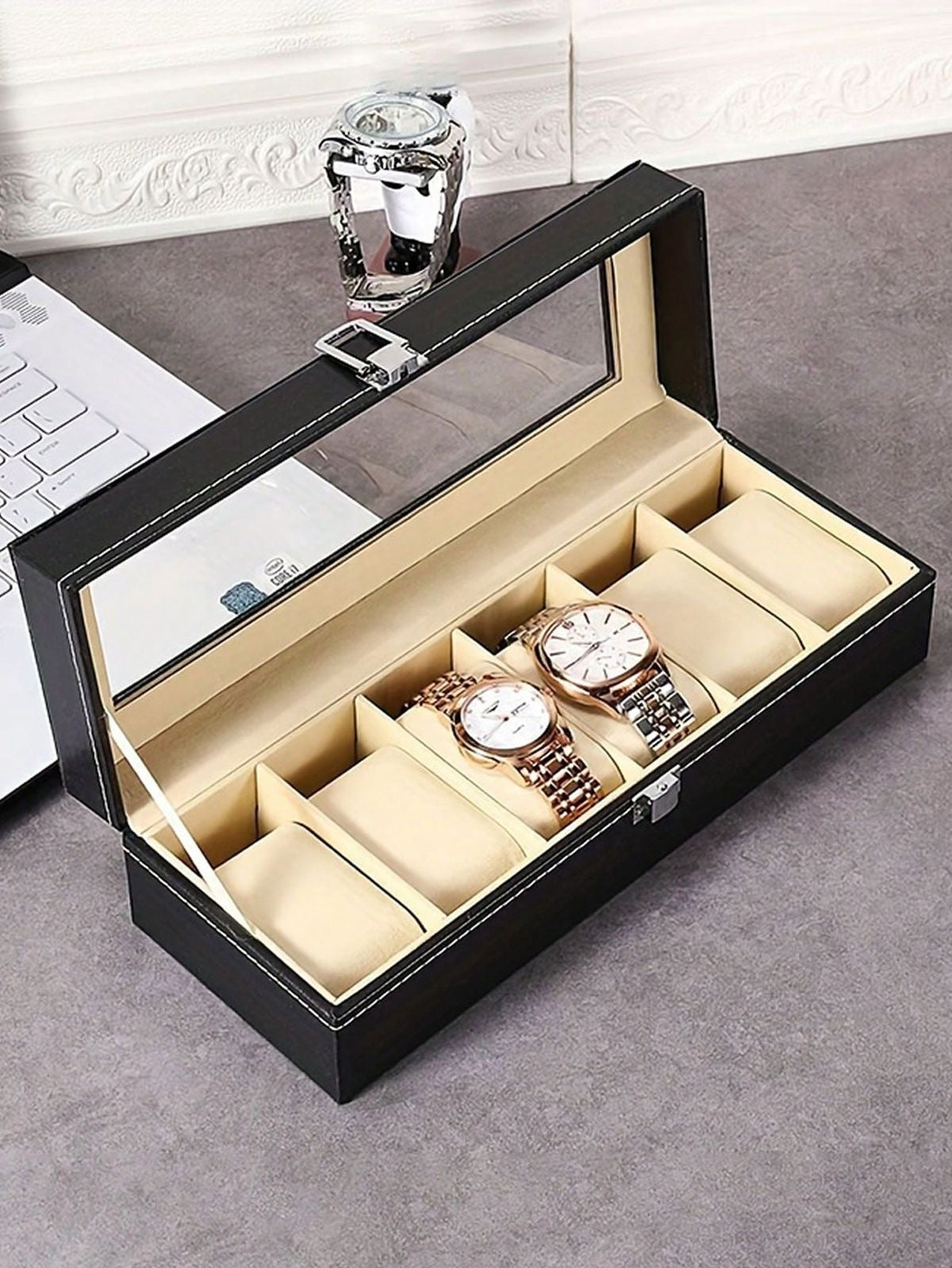 Luxury 6 Slot Watch Box Organizer – Premium Leather Watch Storage Case