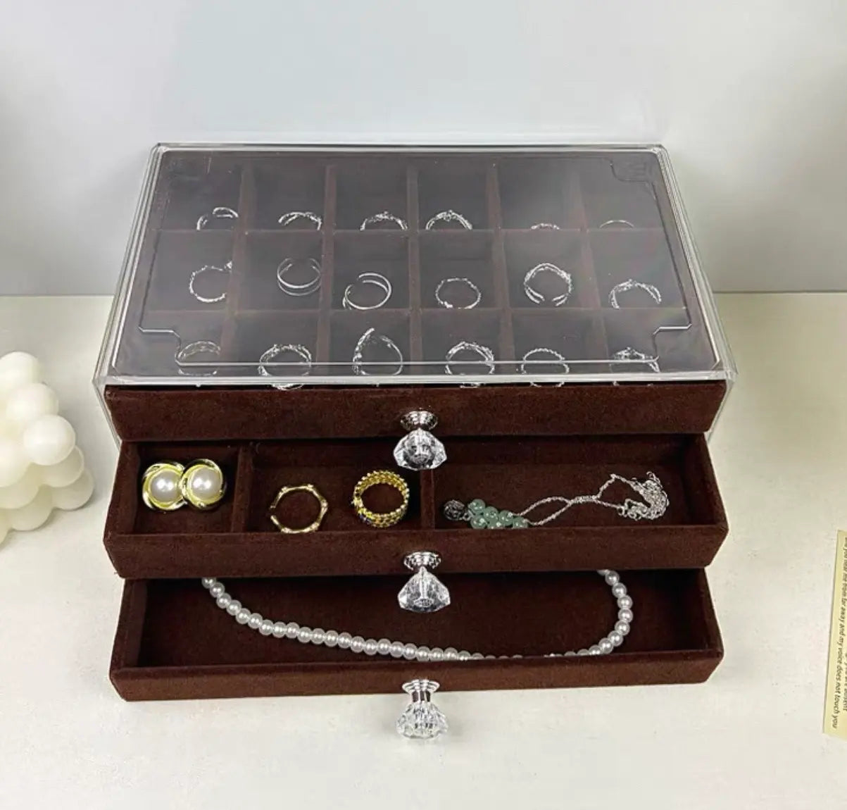 3 Layers Jewellery Box – Elegant Organizer for Rings, Earrings & Necklaces | Luxury Gift for Women