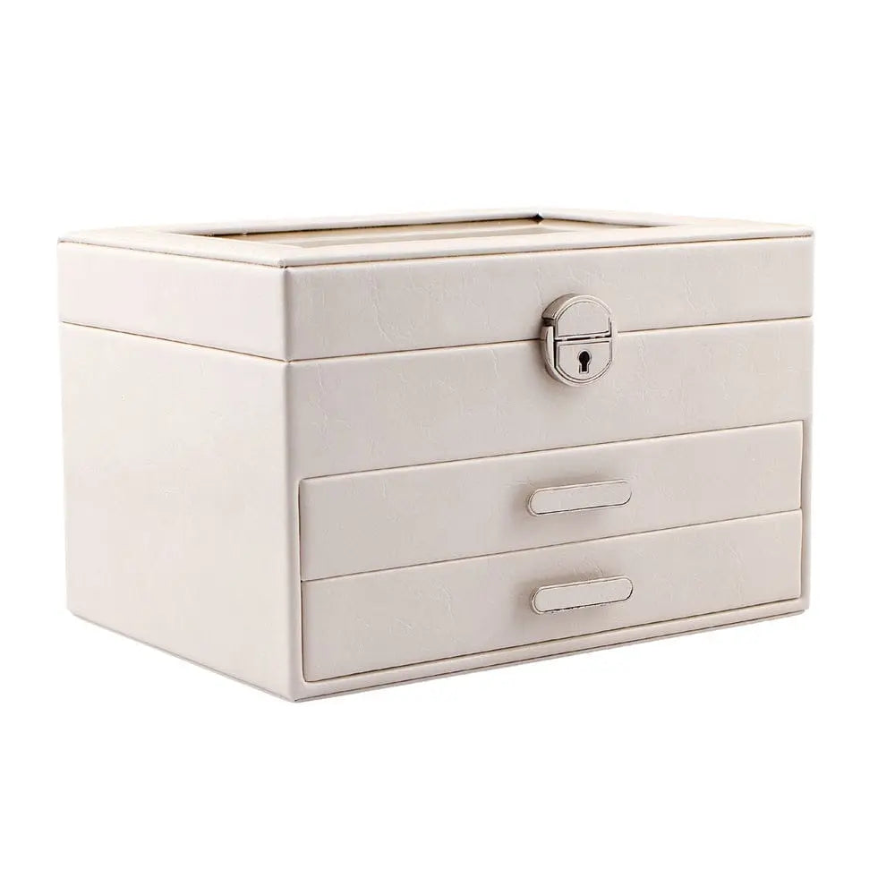 Luxury Glass Lid Multi-Compartment Jewellery Box – Elegant Storage Organizer for Women
