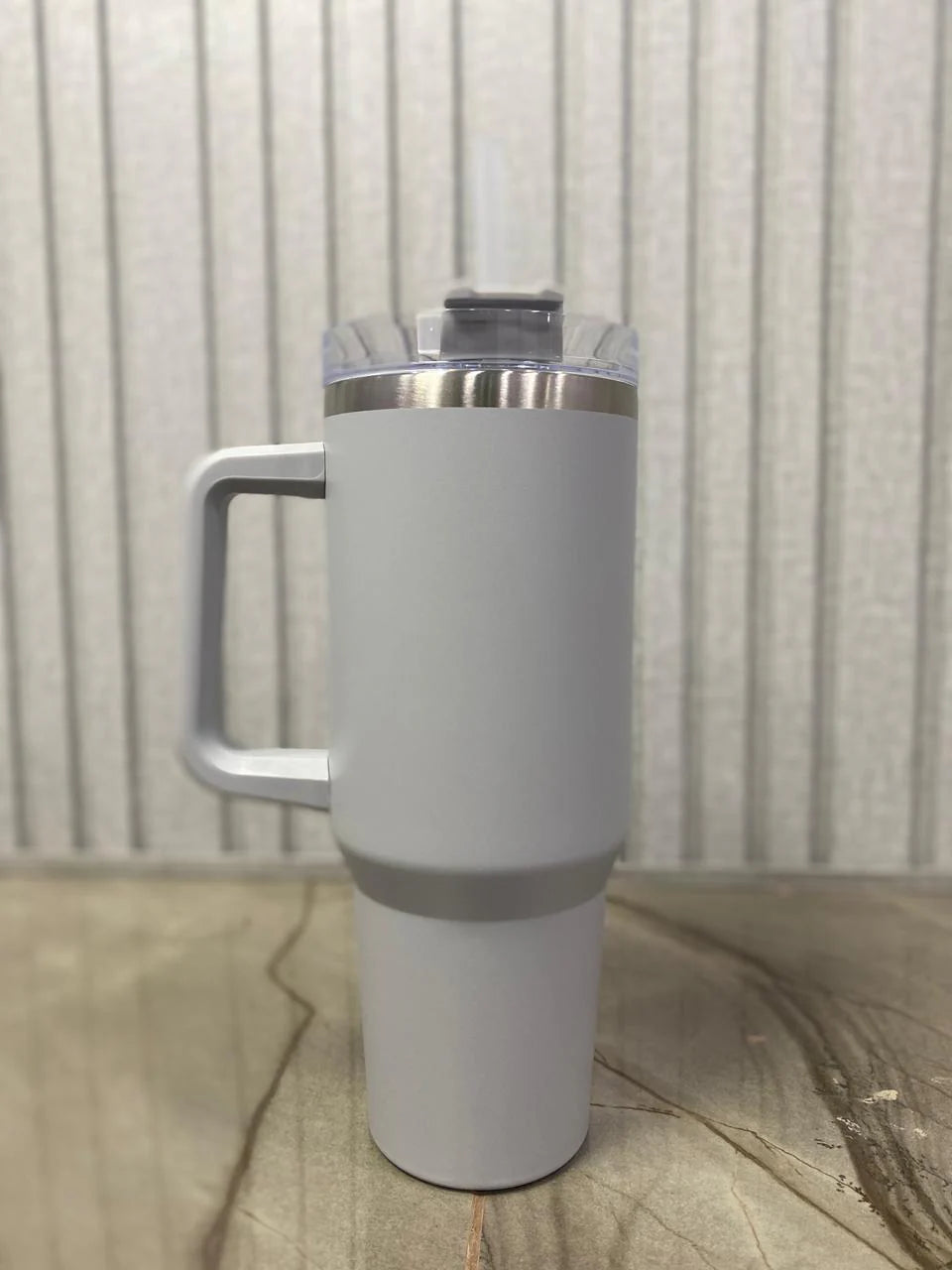 Double-wall stainless steel tumbler interior for long-lasting insulation.