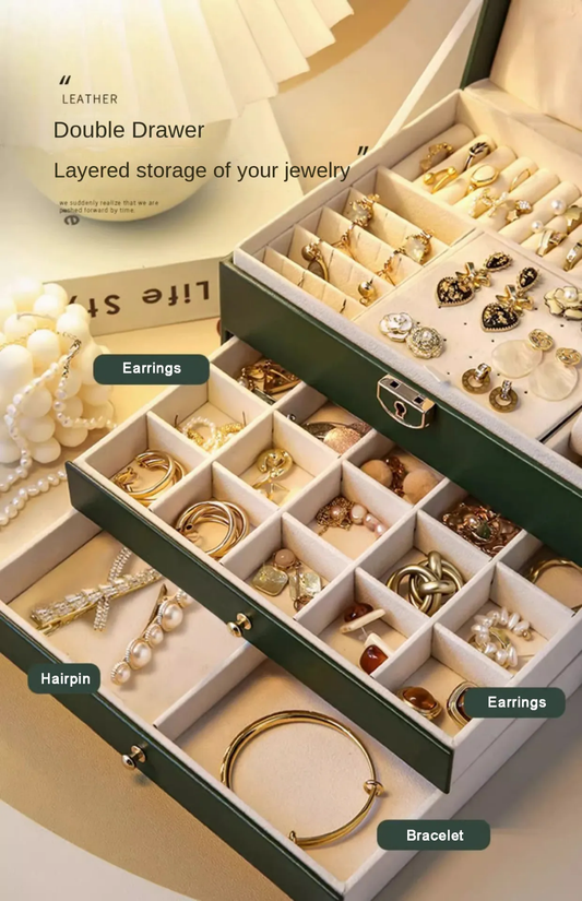 Elegant multi compartment jewelry storage organizer