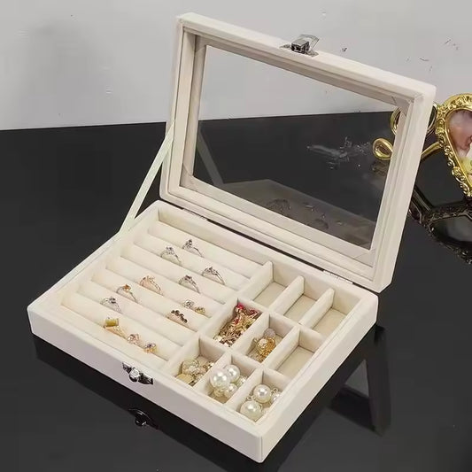 Compact travel friendly single layer jewelry box with modern design