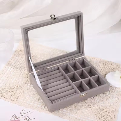 Elegant jewelry box single layer design with organized compartments