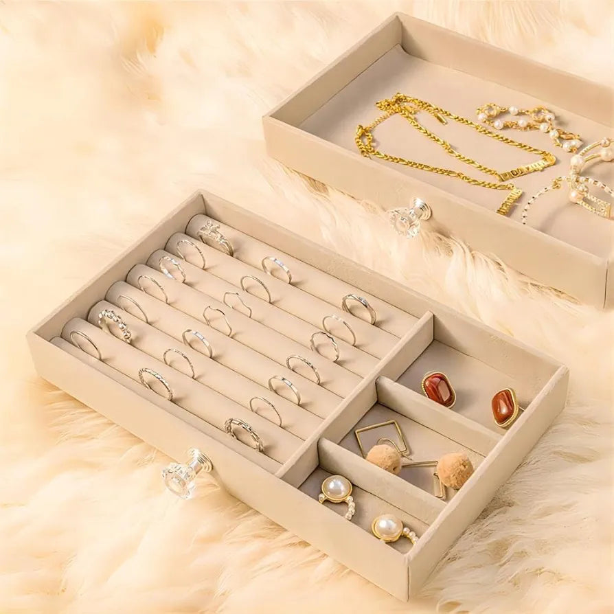 Luxury 3 layers jewelry box for rings earrings and bangles