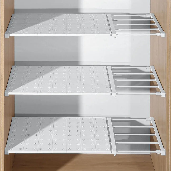 Expandable Wardrobe Storage Rack | No-Drill Adjustable Organizer with Layered Shelves