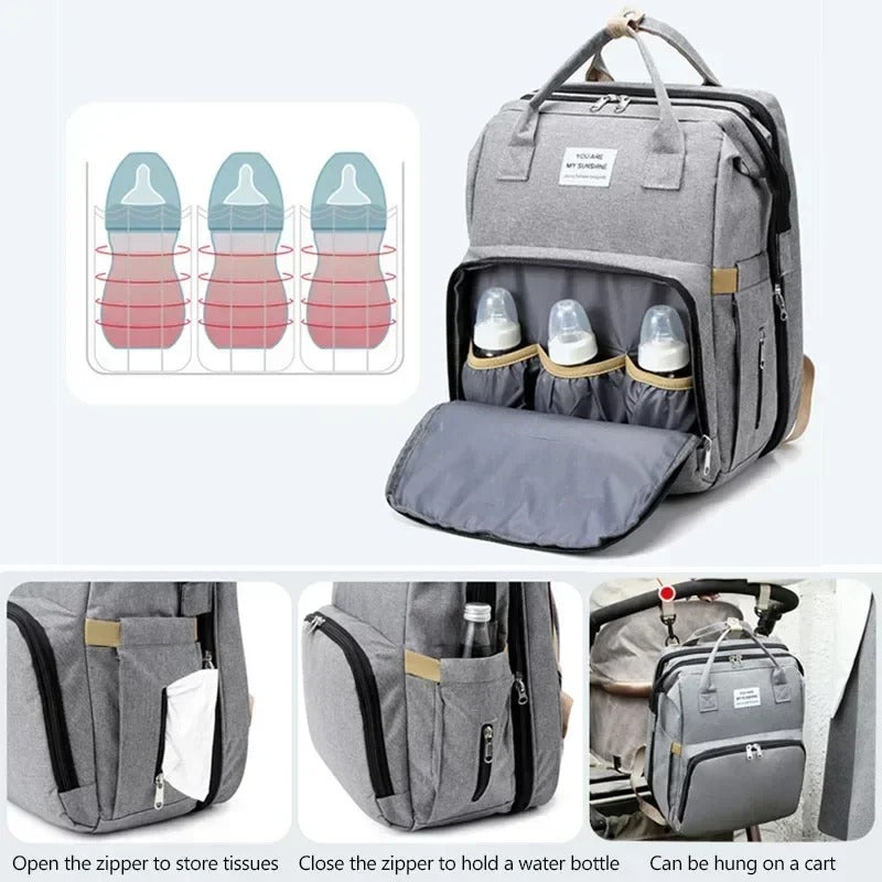 Large Capacity Baby Diaper Bag Backpack with Changing Mat | Multi-Functional Mommy Nappy & Milk Bottle Organizer