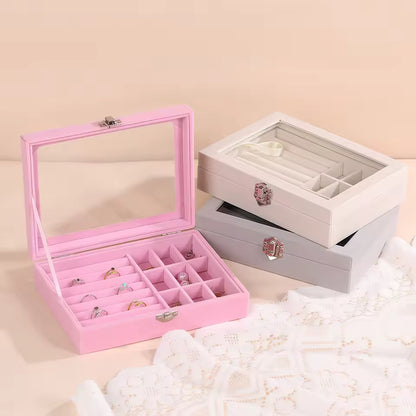 Simple and stylish single layer jewelry box for women accessories