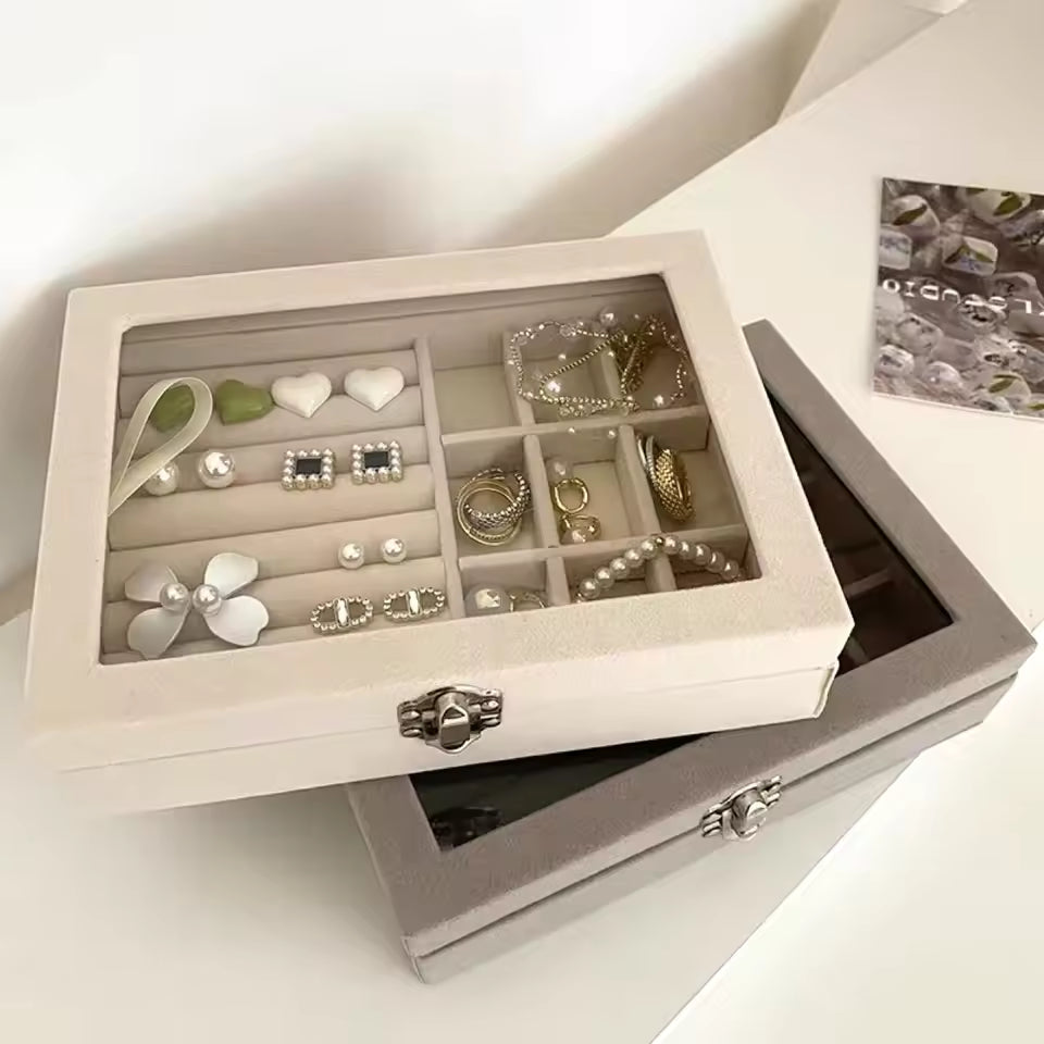 Elegant Single Layer Jewelry Box organizer for women’s rings, earrings and necklaces